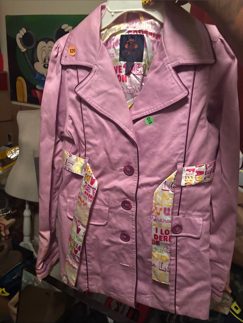 Girls' Pink Printed-Trim Blazer Jacket